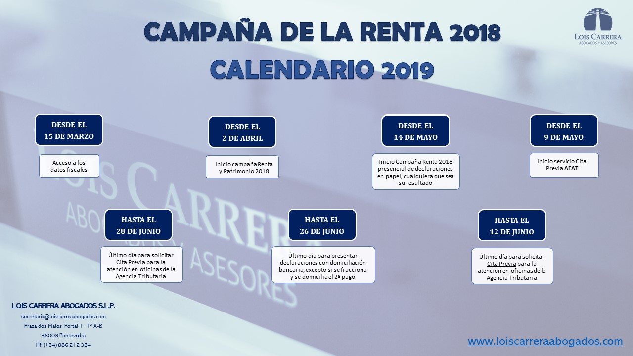 Calendario Renta 2018